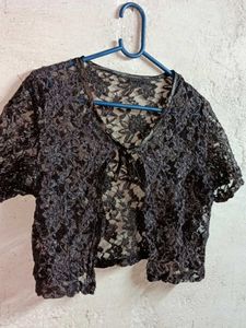 Trendy See-through Crop Lace Bolero Shrug Sheer