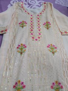 Embroidered Sequinn Kurta Plazo Dupatta Set