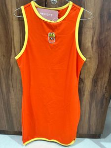Orange Cartoon Print Dress