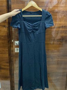 Black Sweetheart Neck Slit Dress