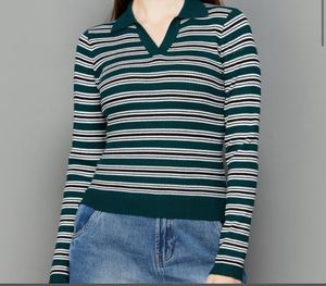 Stripped Flat Knit Sweater Top| No Coins