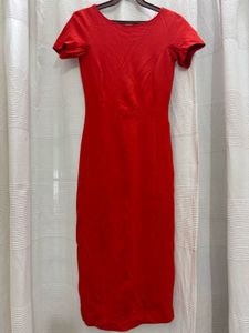 Red Fitted Midi Dress
