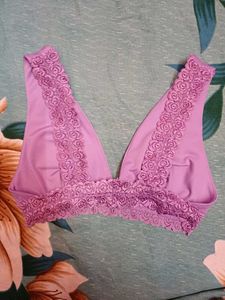 Shein Non Wired Floral Lace Detail Slip On Bralett