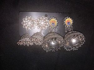 2 Pair Jhumka Earrings Set
