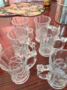 Set of Six Vintage Glass Mugs