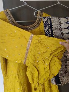 Yellow Indo western gowm with dupatta