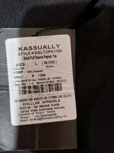 Kassually Chic Black Peplum Top, L Size