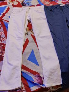 Men White And Blue Jeans Combo Of 2