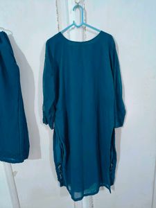 Teal Embroidered Kurta Set