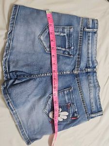 Distressed Denim Skorts