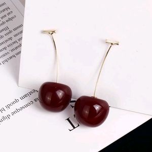 Burgandy Red Cherry Earrings