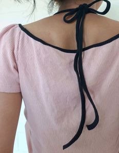 Pink Crop Top Halter Neck