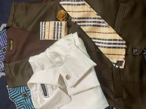 Satin Shirt Waist Coat And Tie Set