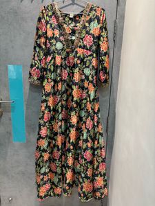 Floral silk Print Ethnic long gown set