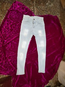 Women Girls Skinny Jeans High Waist Light Blue