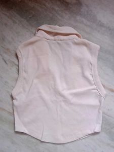 Sleeveless Polo Crop Top