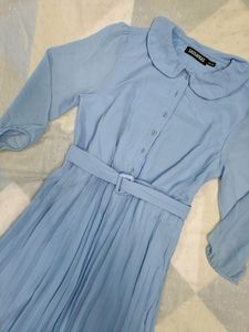 Sky Blue Fit And Flare Dress