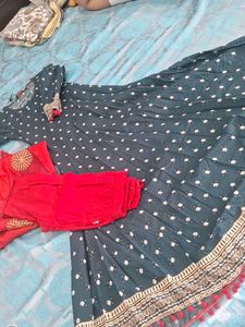 Elegant Polka Dot Anarkali Kurta Set M size
