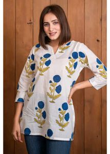 Floral Print Short Kurta