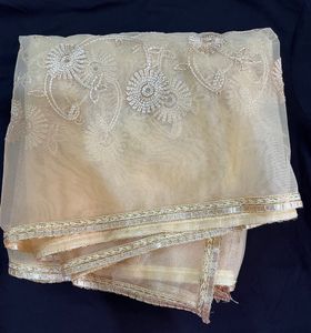 Golden Long Dupatta With Gota Patti On Sides