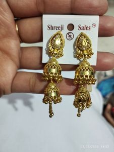 Gold Plated  Double Layerd Jhumka Earring Just Look Like A Gold