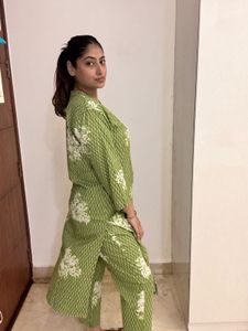 Green Printed Kurta Set