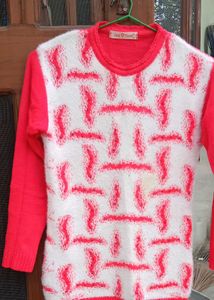 Red &amp; White Patterned Sweater