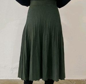 Olive Green Pleated Skirt