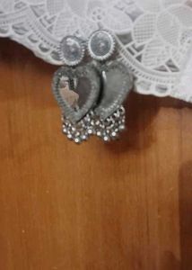 Heart Drop Jhumka Earrings