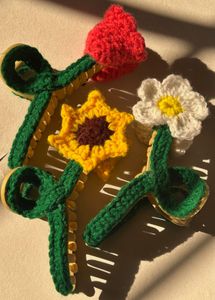 Crochet Flower Hair Clips - Set of 3