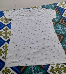 White Graphic Print Tee