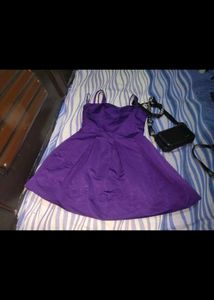 Women Lavender Imported Stripped Skater Dress Jaco
