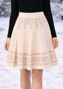 Cream Pleated Mini Skirt