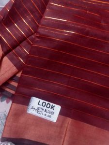 Pink &amp; Orange Checked Saree