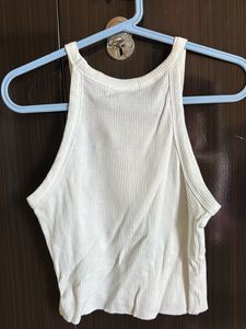 White Ribbed Tank Top