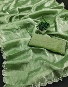 Elegant Green Embellished Saree