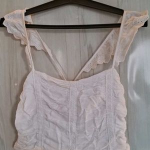 Eyelet Ruffle Strap Tank Top