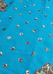 Blue handwork Saree with blouse piece