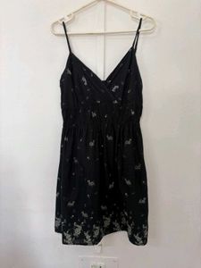 Black Floral Print Mini Dress