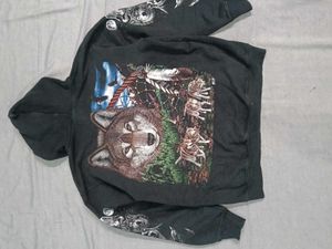 Vintage Y2K Wolf Graphic Zip Hoodie