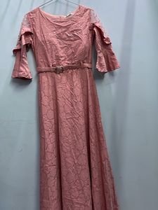 Coral Orange Festive/party Wear Gown