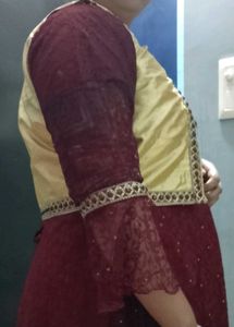 Maroon Anarkali with Gold Jacket