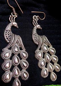Antique Silver Peacock Earnings