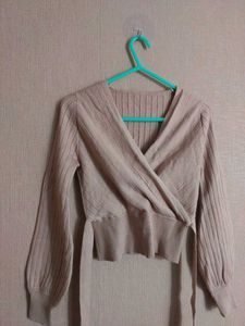 Ribbed Wrap Crop Top