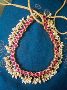 Red Stone &amp; Pearl Necklace