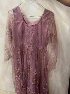 Elegant Mauve Net Party Dress