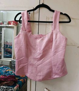 Cute baby pink silk Corset look top