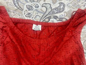 Rust Orange Zara Off Shoulder Crop Top