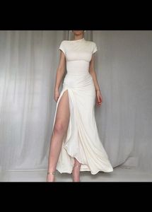 Off White Knot Asymmetri Maxi Dress