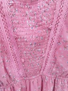 Pink Floral Print Dress(Unused)